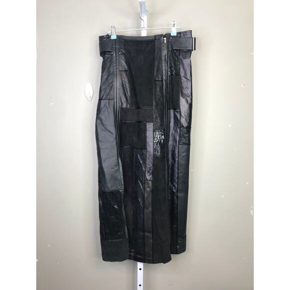 Patricia Barrera Artey design Y2K style patchwork faux leather maxi skirt - Picture 2 of 9